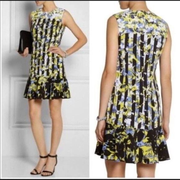 Peter Pilotto Target Floral Striped Sleeveless Flounce Hem Dress Like New XS - Picture 1 of 5